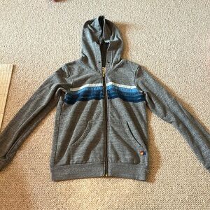Cute blue striped zip up sweater with hood